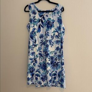 Isaac Mizrahi Blue and White Floral Dress